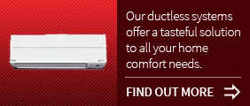 Ductless unit on a red background button