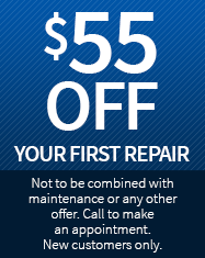 Blue image with text - $55 off your first repairs